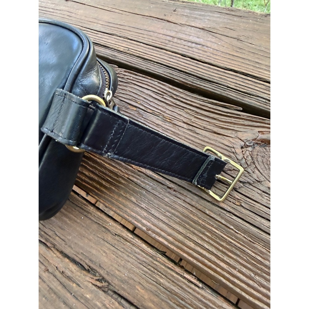 Rare Vintage Coach Black Leather Belt Bag Waist Pack Turnlock Brass Hardware - Picture 11 of 16